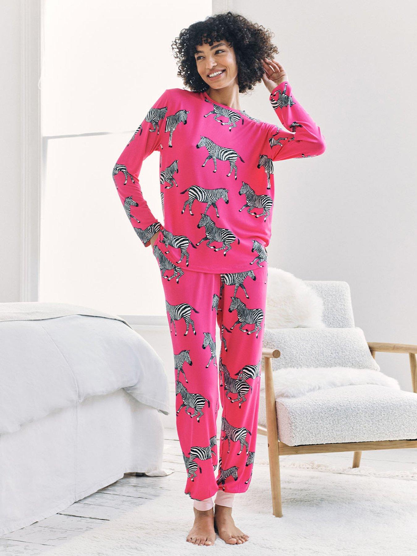 CHELSEA PEERS Classic Long Sleeve Crew Neck Set In Polyester - Bright Pink