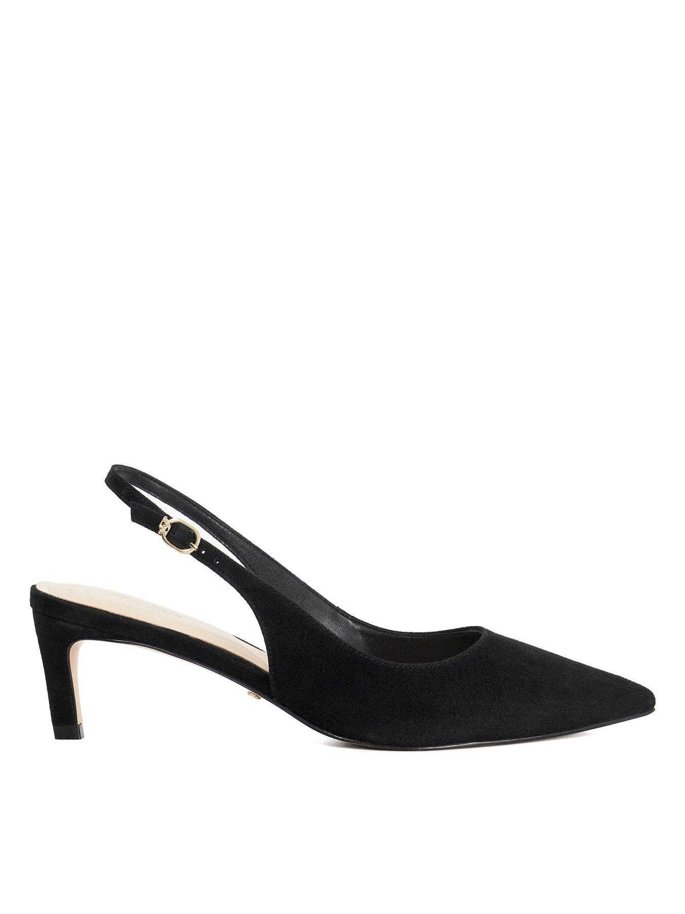 Dune London Wide Fit Celinna Suede Slingback Heels - Black