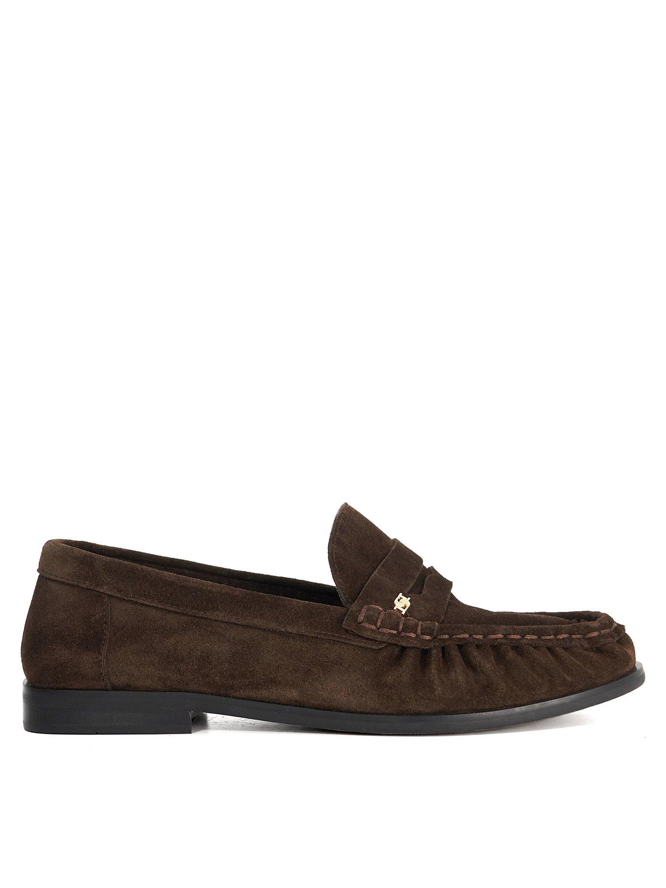 Dune London Wide Fit Grisella Suede Loafers - Brown