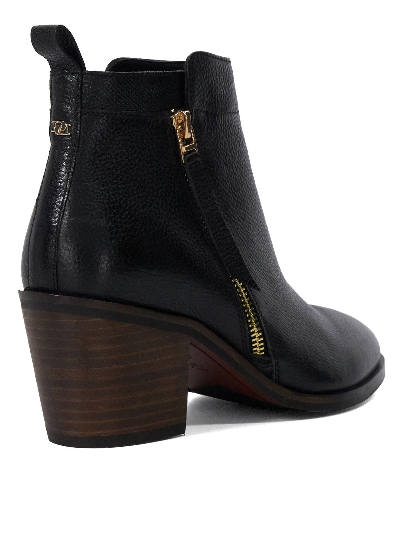 Image 3 of 6 of Dune London Wide Fit Paicing Leather Side Zip Ankle Boots - Black
