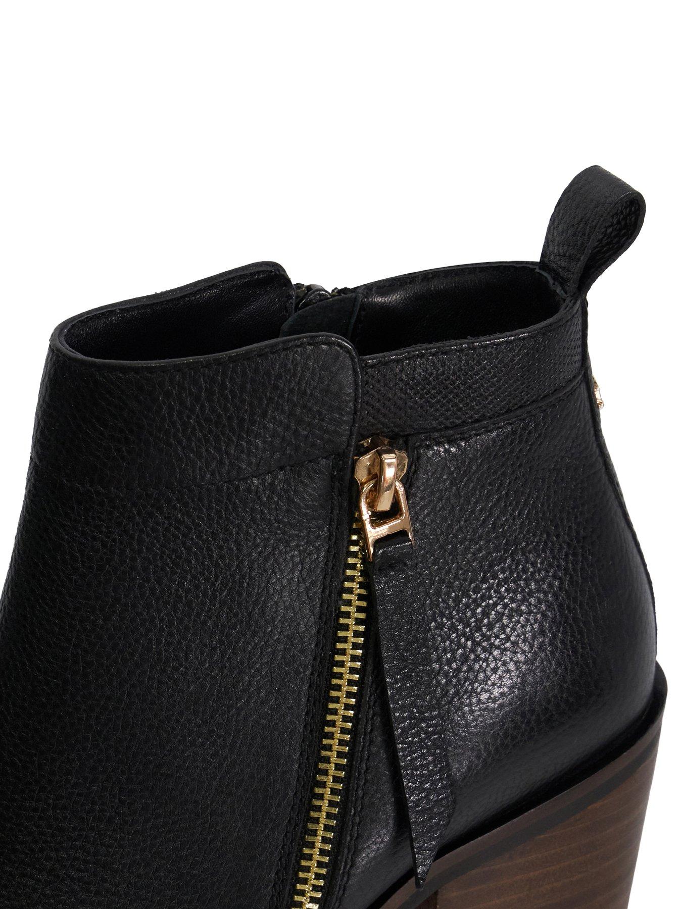 Image 5 of 6 of Dune London Wide Fit Paicing Leather Side Zip Ankle Boots - Black