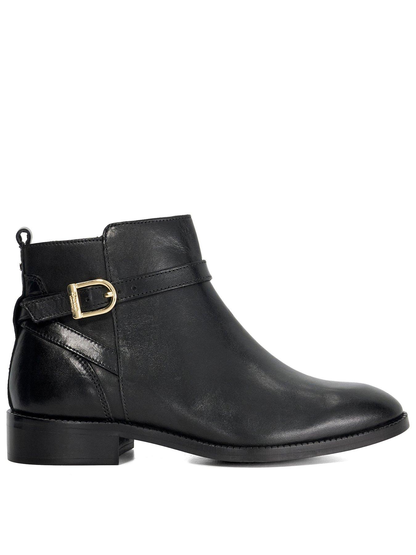 Dune London Wide Fit Pemma Leather Ankle Boots - Black