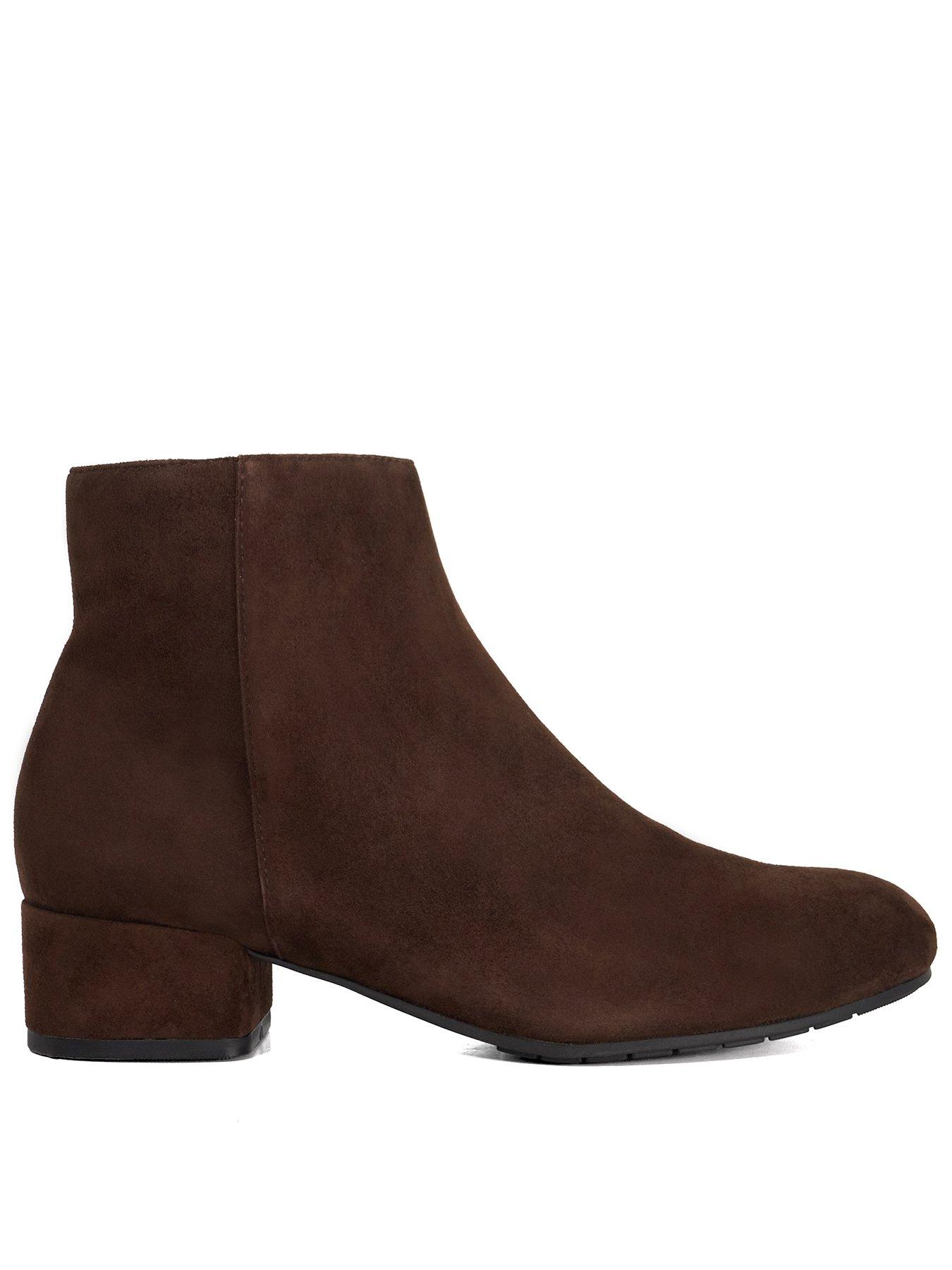 Image 1 of 6 of Dune London Wide Fit Pippie Suede Ankle Boots - Brown