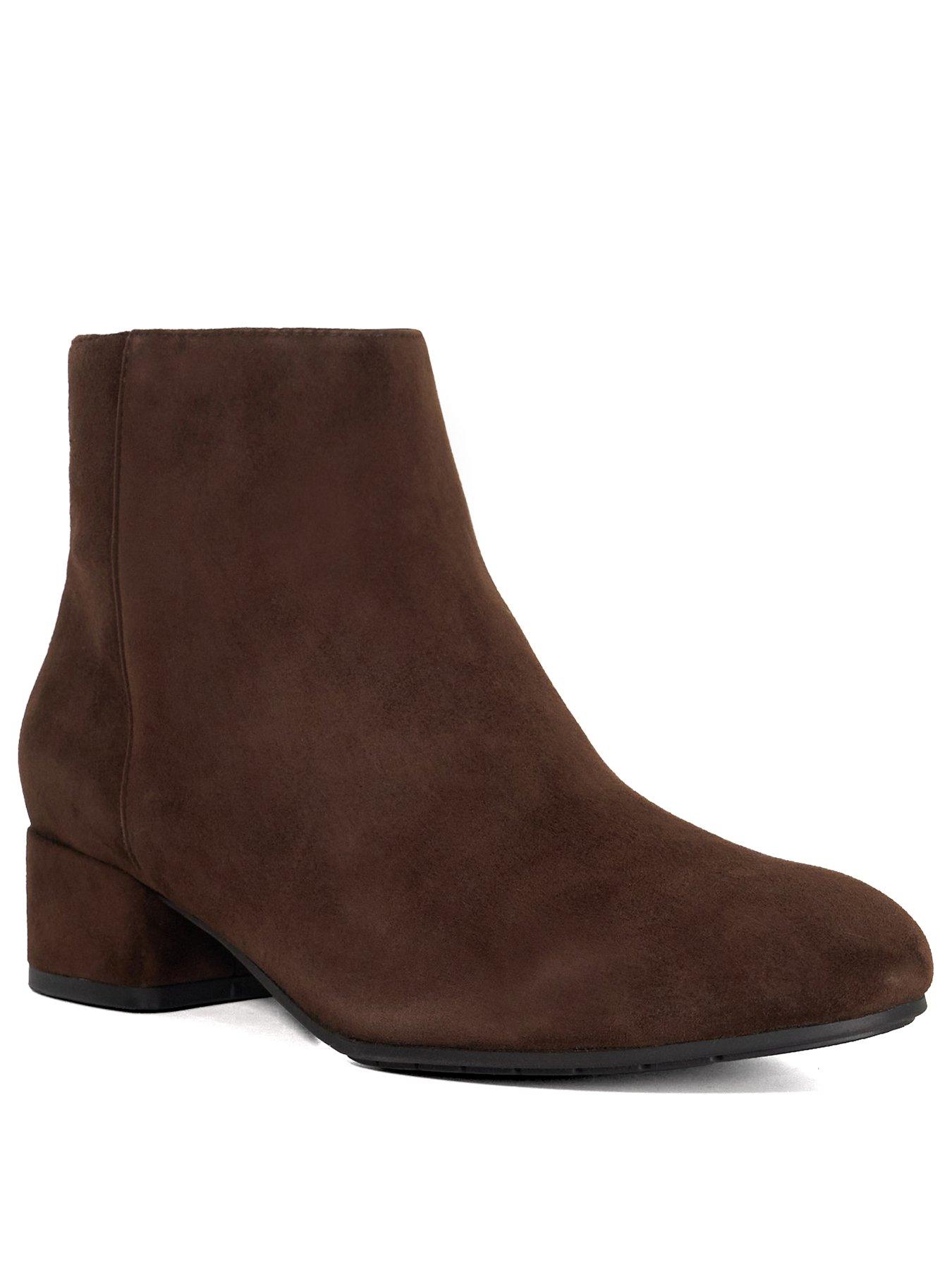 Image 2 of 6 of Dune London Wide Fit Pippie Suede Ankle Boots - Brown