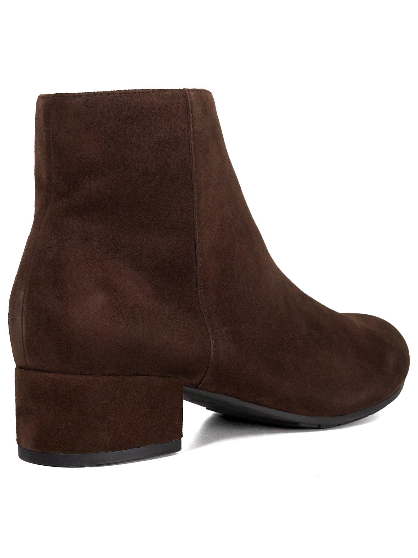 Image 3 of 6 of Dune London Wide Fit Pippie Suede Ankle Boots - Brown