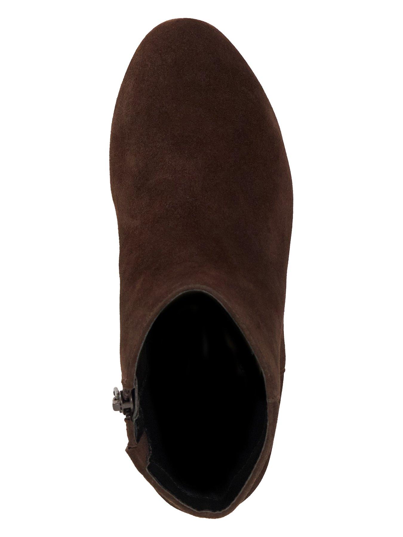 Image 4 of 6 of Dune London Wide Fit Pippie Suede Ankle Boots - Brown