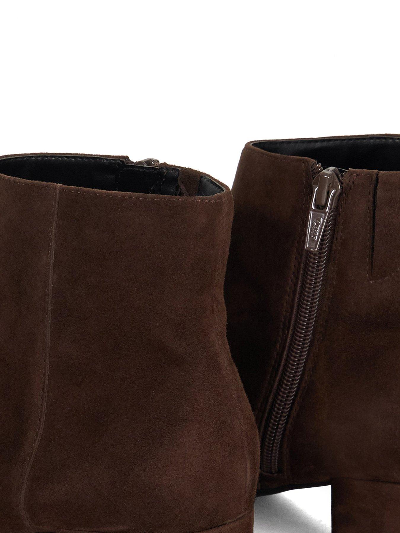 Image 5 of 6 of Dune London Wide Fit Pippie Suede Ankle Boots - Brown