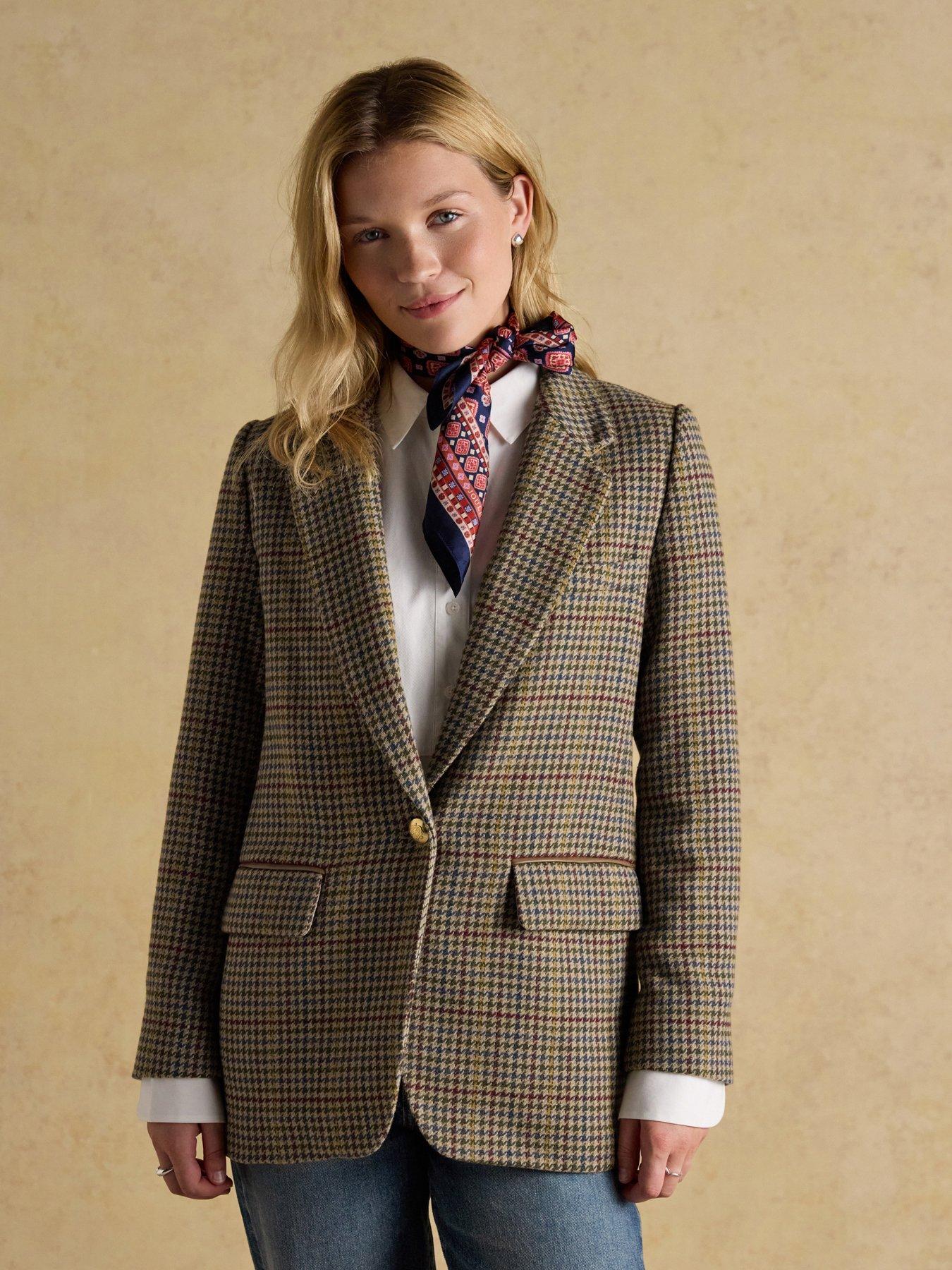 Image 1 of 6 of Joules Relaxed Fit Tweed Blazer - Elton Tweed - Brown