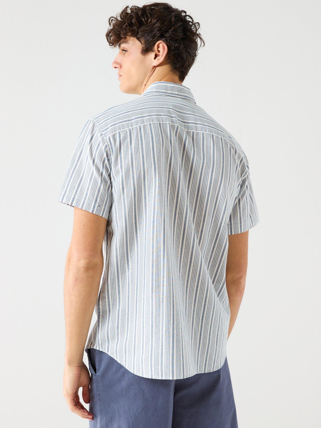 Image 2 of 6 of Jack & Jones Oxford Striped Short Sleeve Shirt - Blue