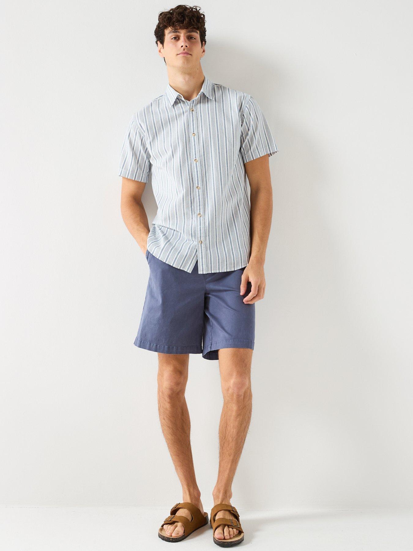 Image 3 of 6 of Jack & Jones Oxford Striped Short Sleeve Shirt - Blue