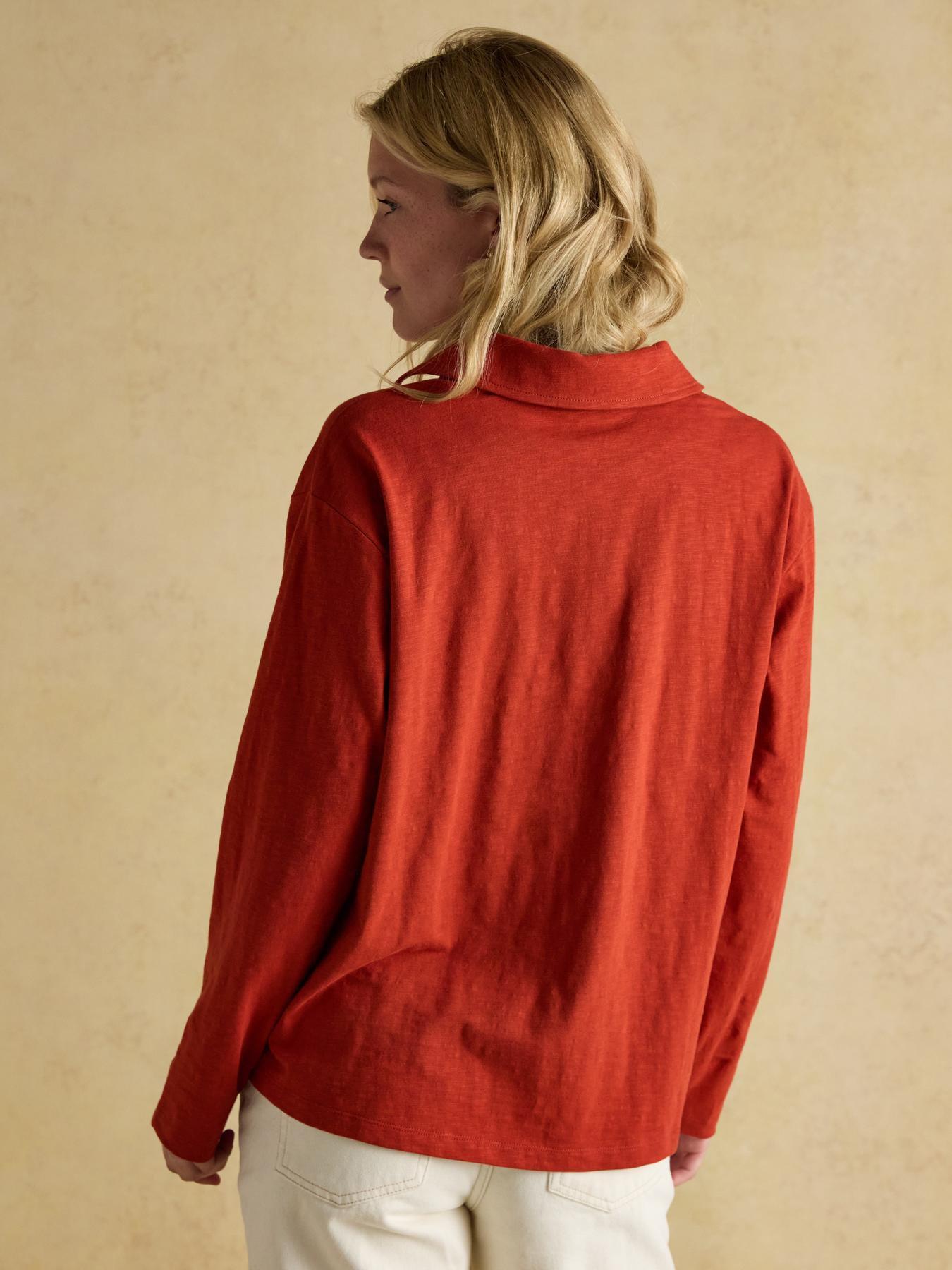 joules-combed-cotton-collared-top-redstillFront