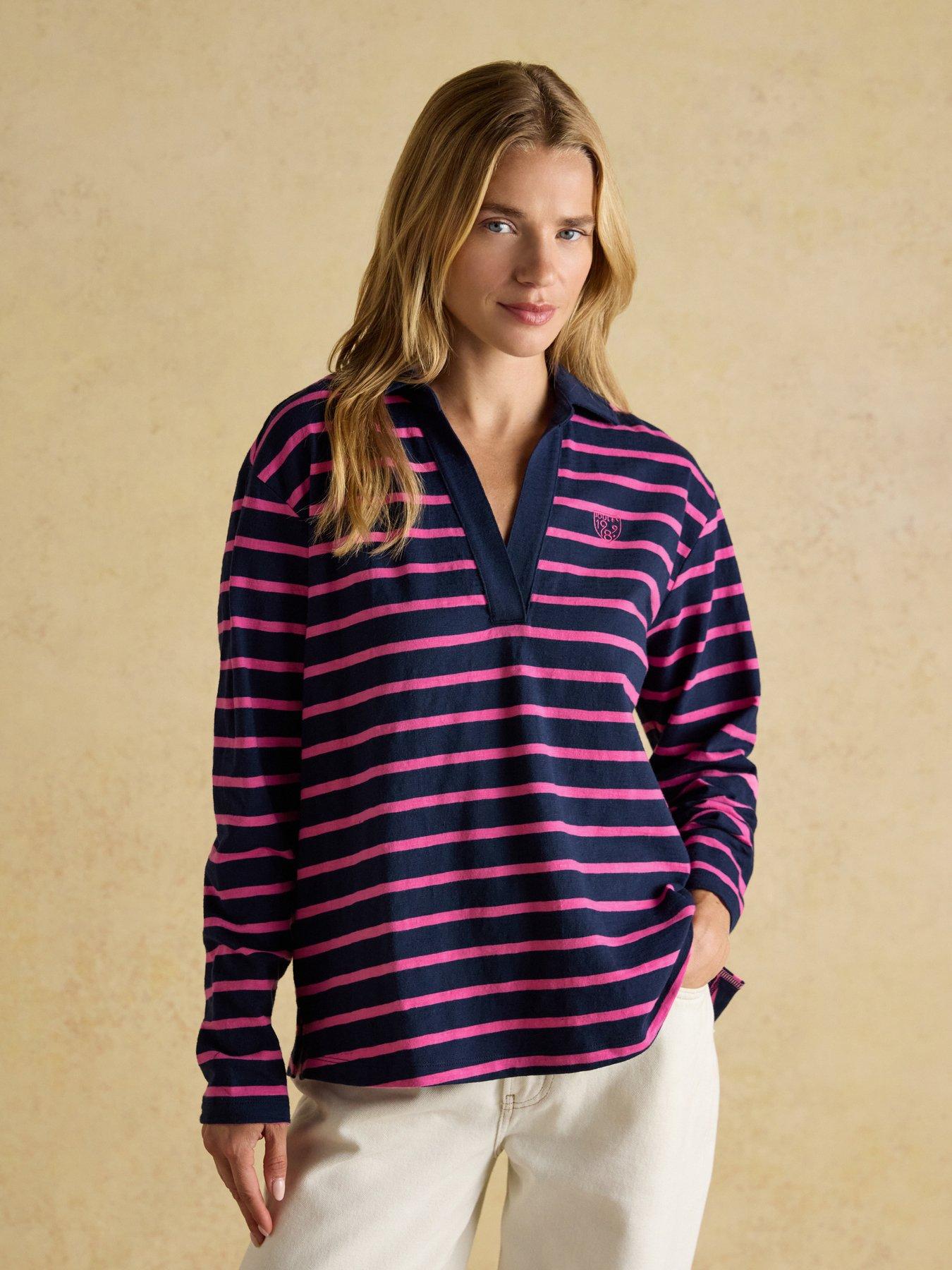 joules-combed-cotton-collared-top-navyfront