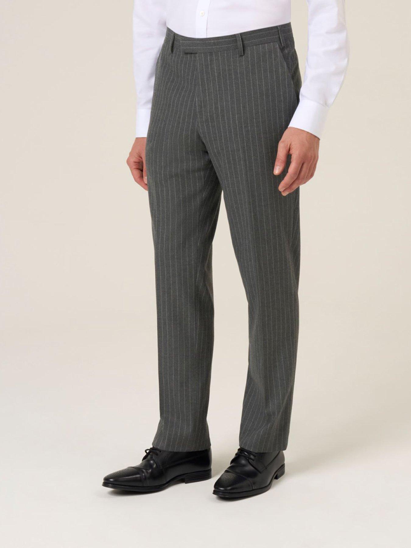 Skopes Tailored Fit Cassius Grey Chalkstripe Suit Trousers - Dark Grey