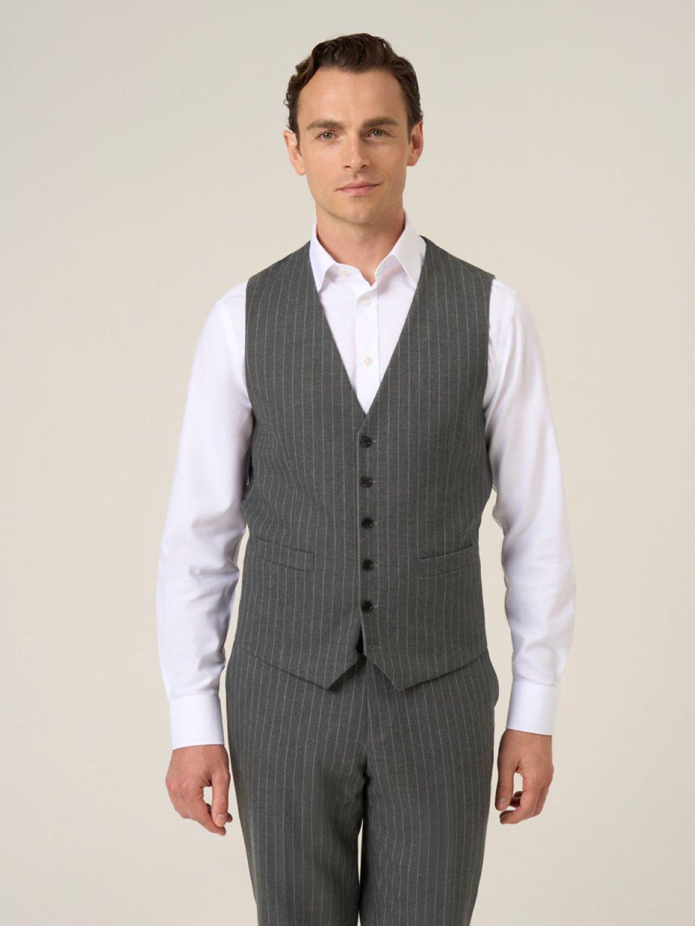 Skopes Cassius Grey Chalkstripe Waistcoat - Dark Grey