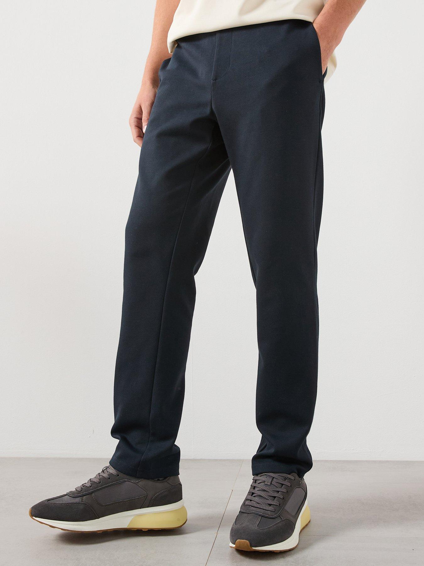 Mango Jens Fine Rib Performance Open Hem Joggers - Navy