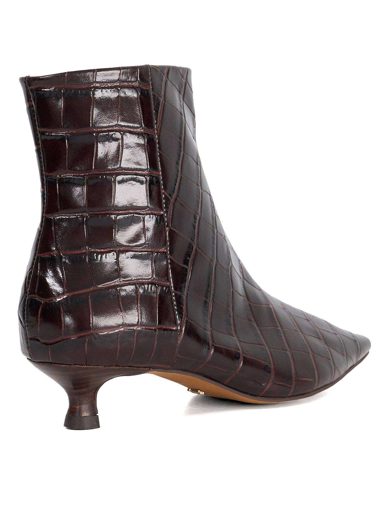 dune-london-odore-leather-croc-kitten-heel-ankle-boot-brownoutfit