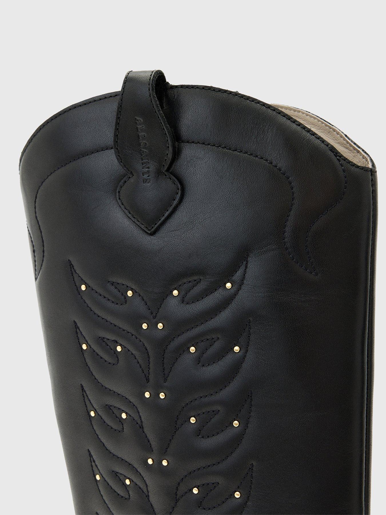 Image 5 of 5 of AllSaints Dolly Leather Stud Boot - Black