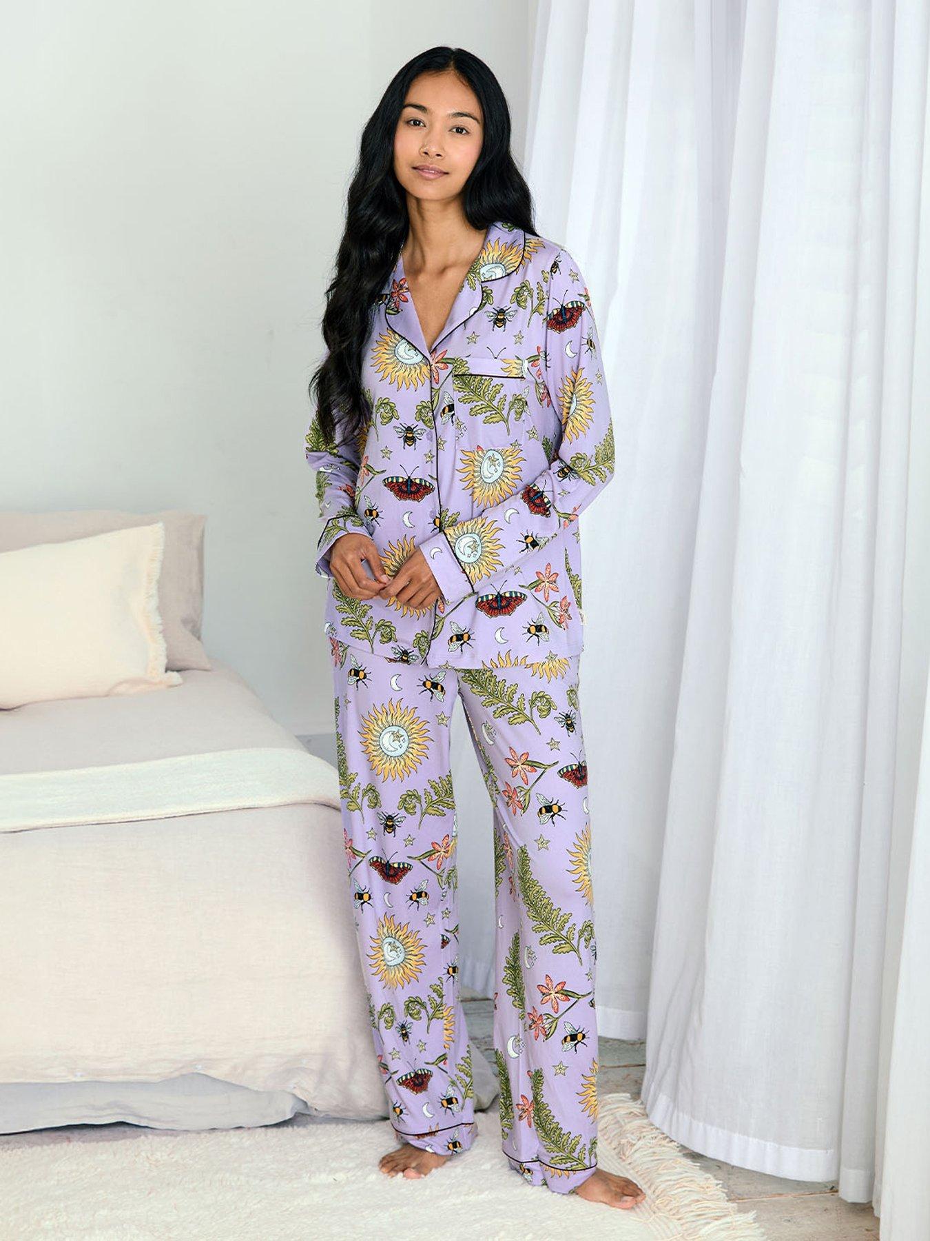 CHELSEA PEERS Classic Long Button Up Set - Light Purple