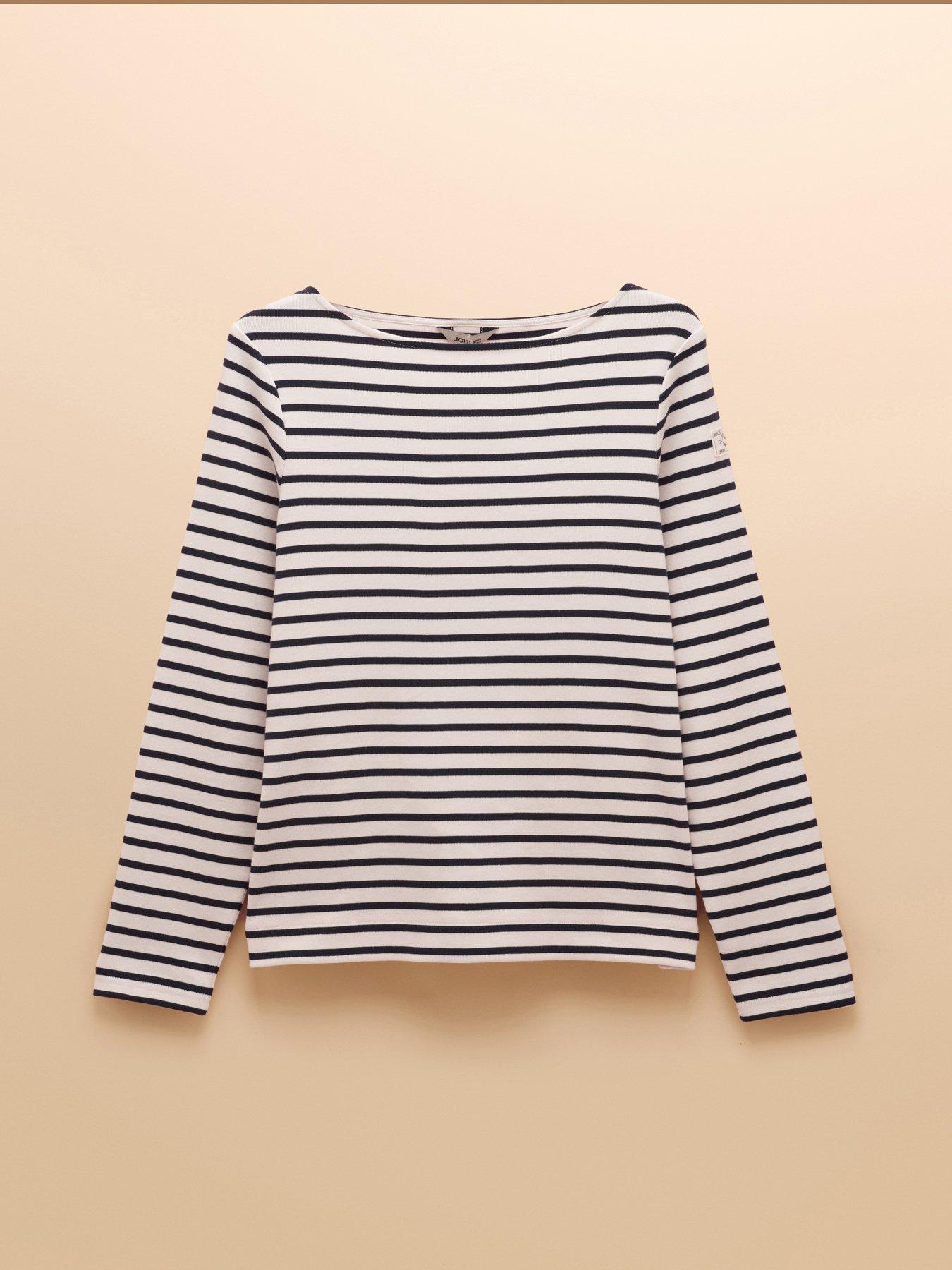 Joules Boat Neck Breton Top Stripe - Cream/Navy