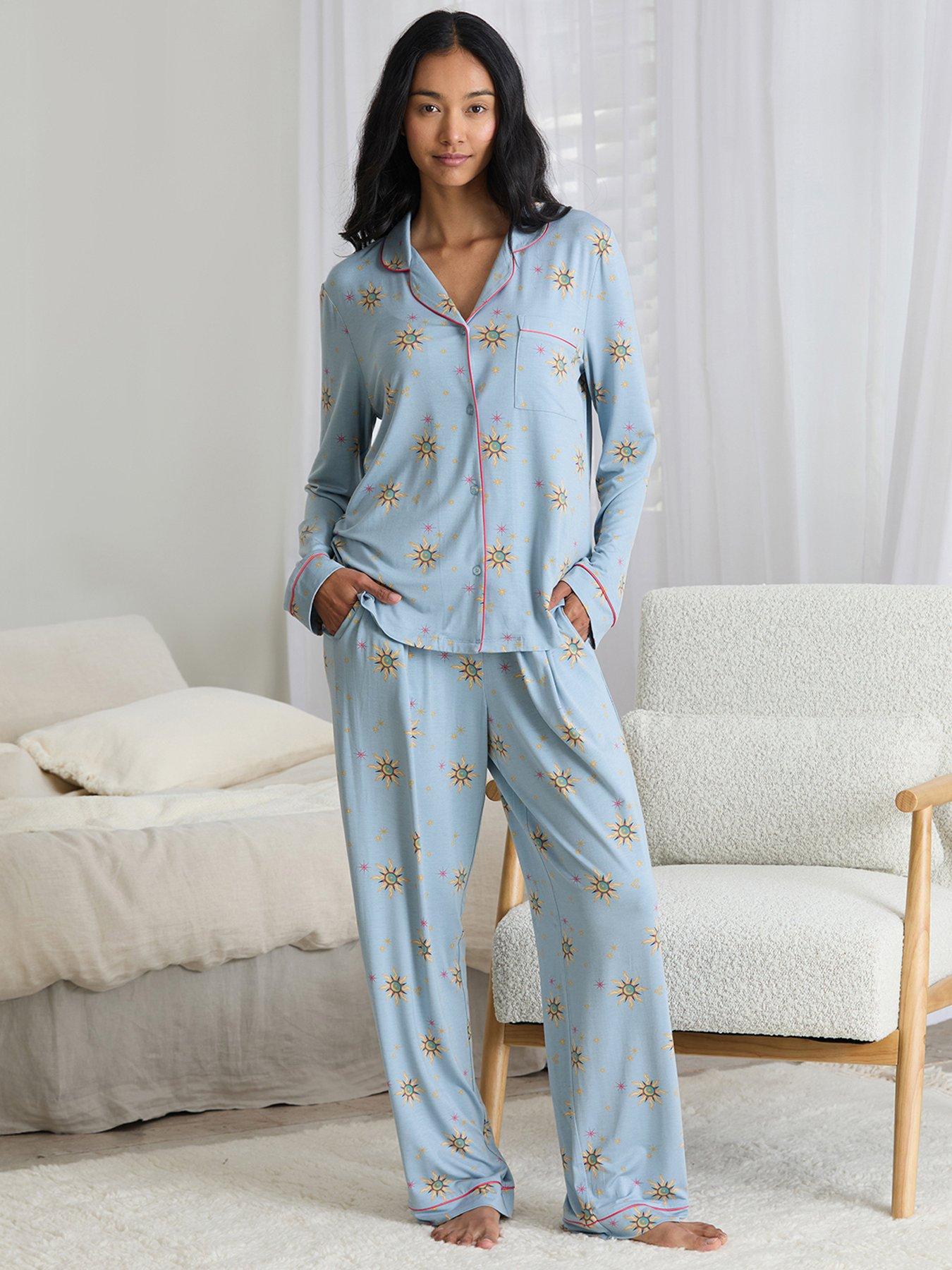 CHELSEA PEERS Classic Long Button Up Set - Blue