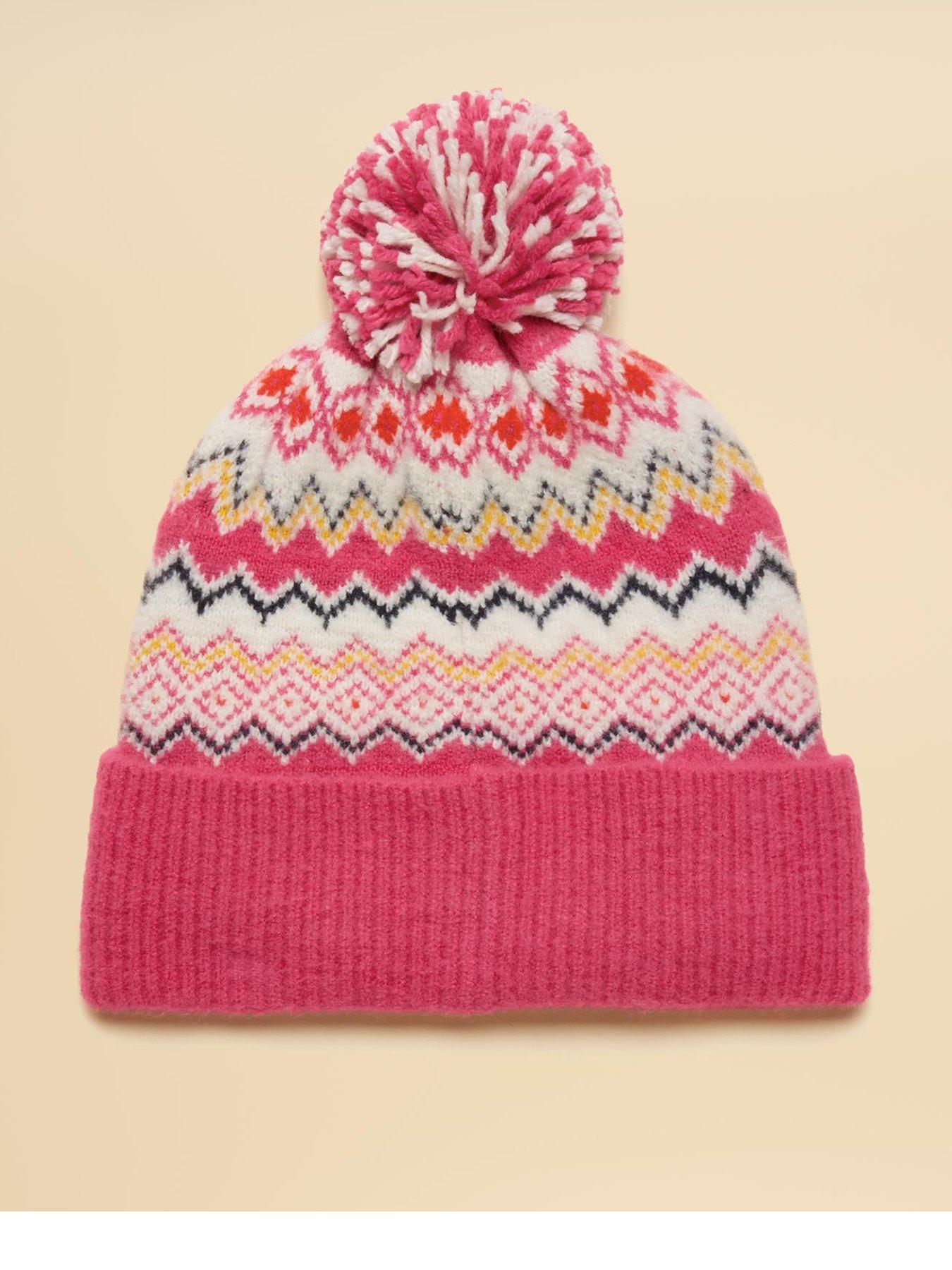 joules-fairisle-bobble-beanie-hat-pink