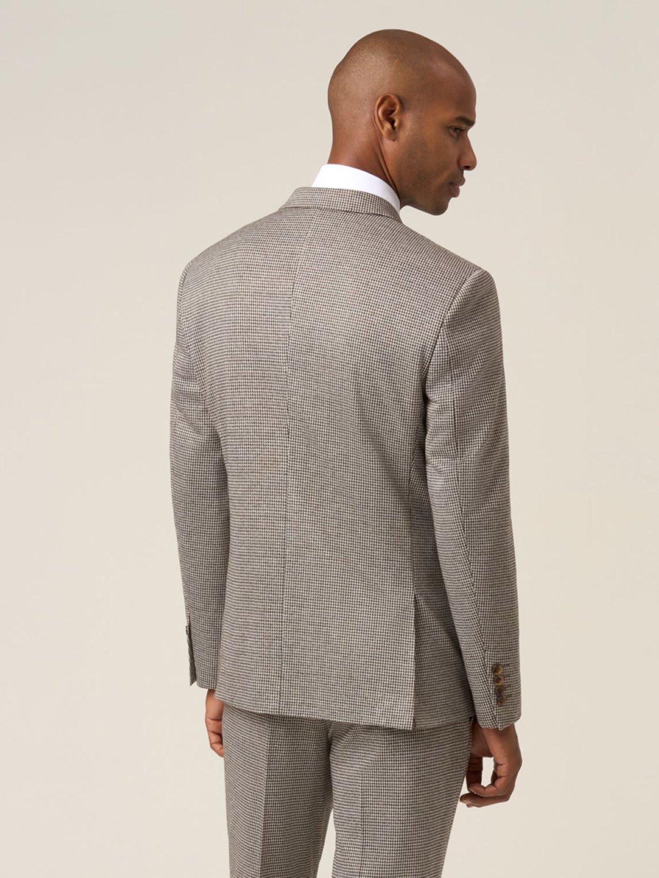 Image 2 of 6 of Skopes Double Breasted Cannon Houndstooth Suit Jacket - Brown