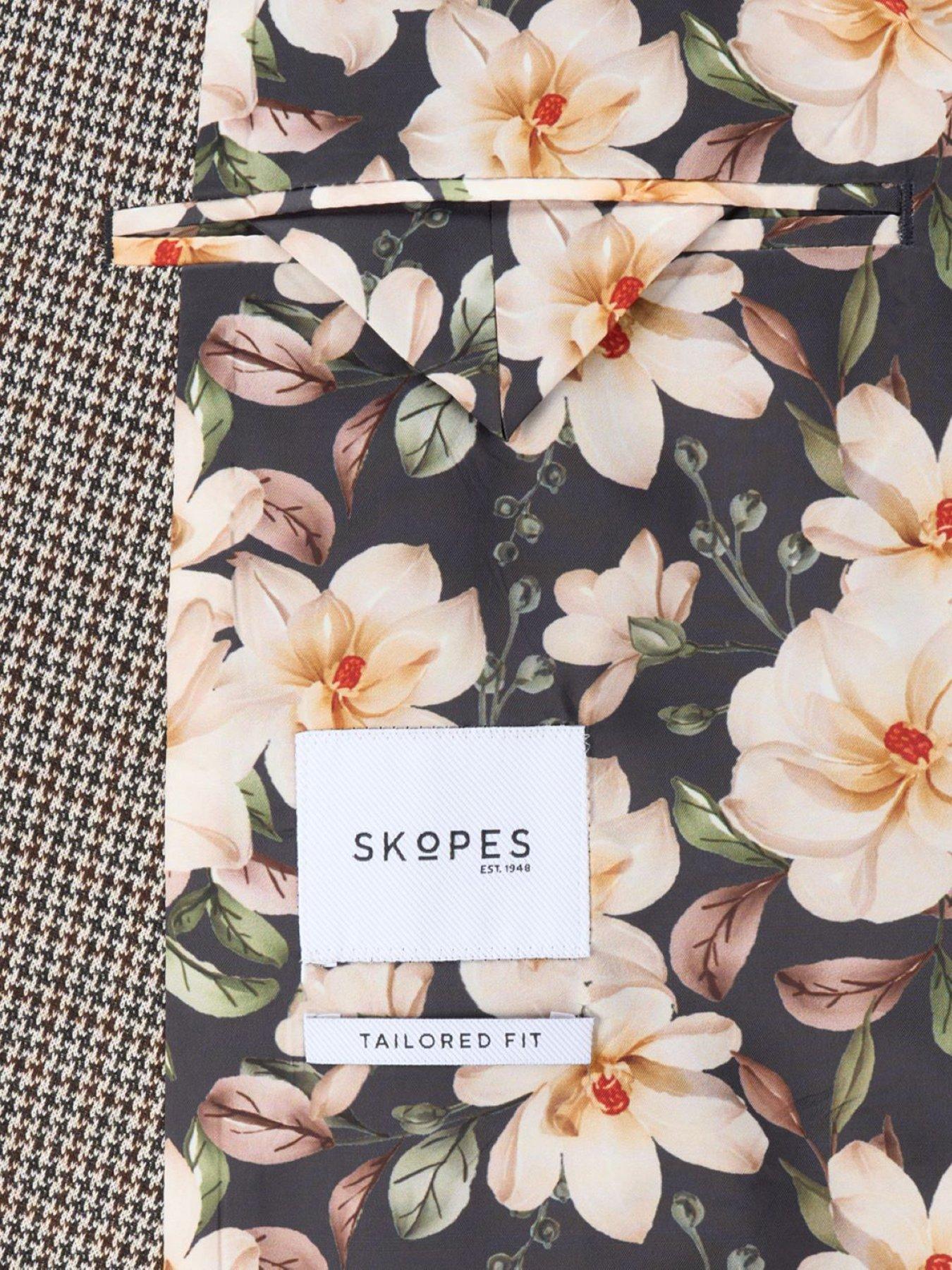 Image 5 of 6 of Skopes Double Breasted Cannon Houndstooth Suit Jacket - Brown