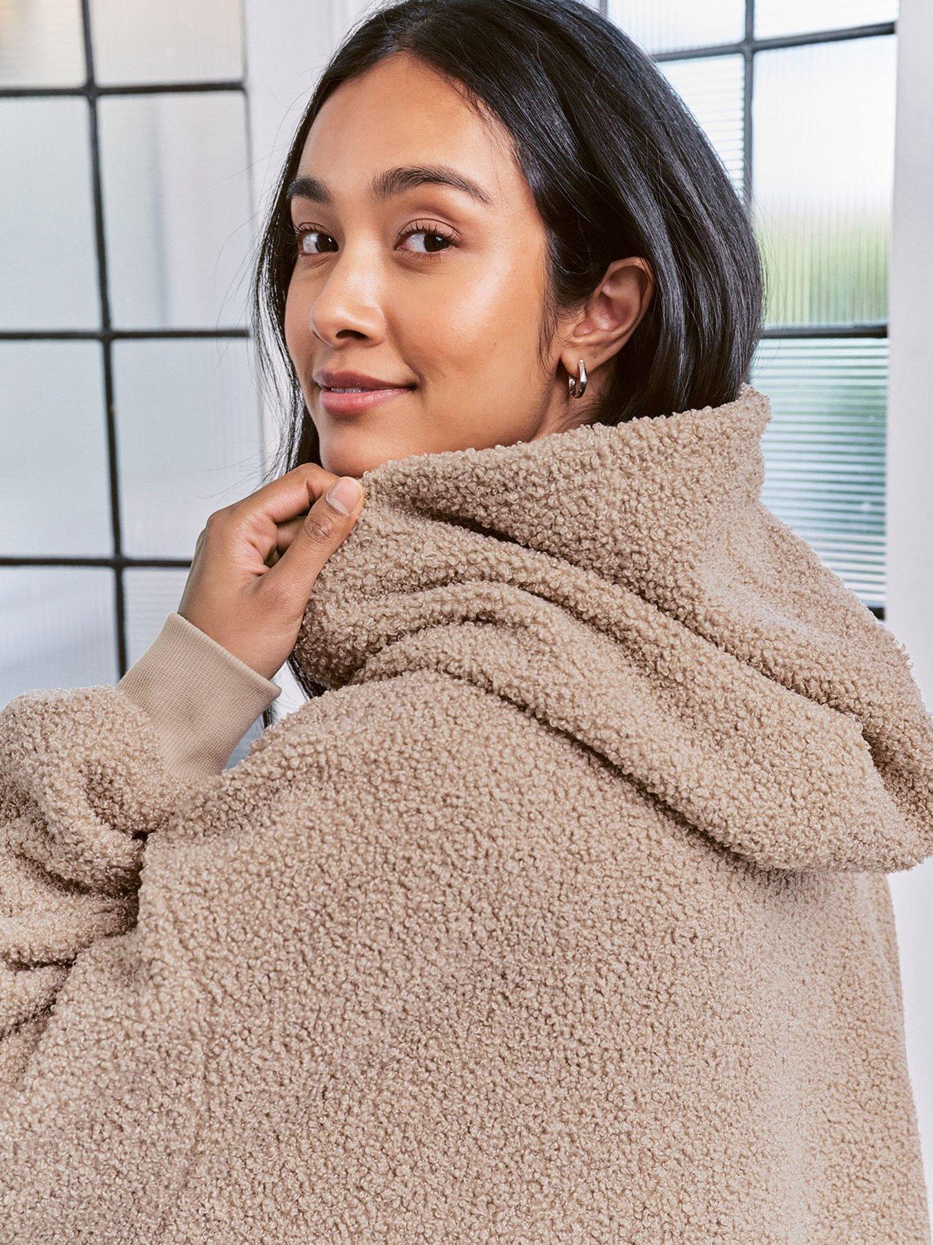 chelsea-peers-boucle-fleece-zip-through-hoodie-browndetail