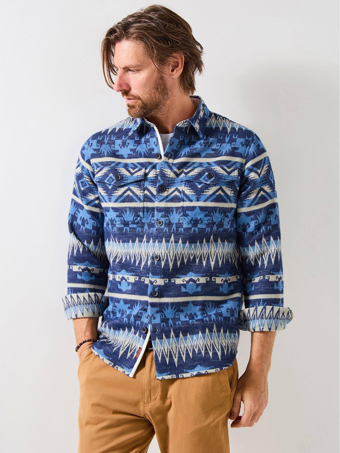 joe-browns-blue-aztec-pattern-long-sleeve-casual-shirt-multi