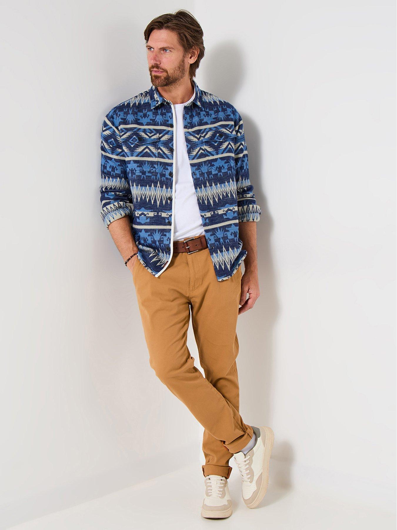 joe-browns-blue-aztec-pattern-long-sleeve-casual-shirt-multiback