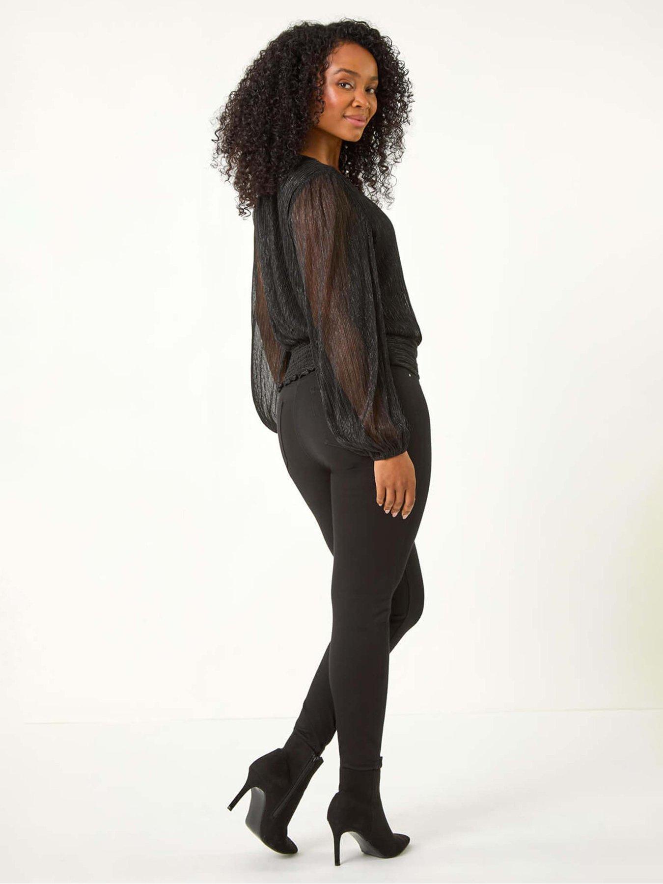 roman-petite-crinkle-keyhole-shimmer-top-blackstillFront