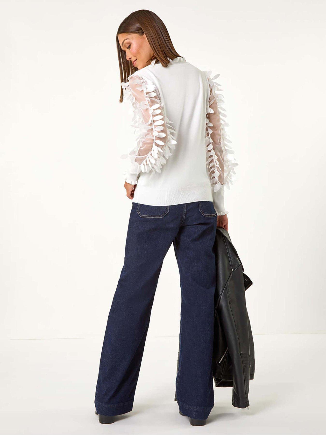 roman-sheer-feather-sleeved-jumper-ivorystillFront