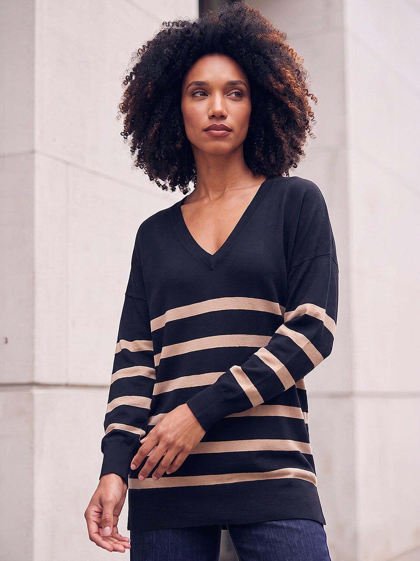 roman-stripe-v-neck-boyfriend-knit-jumper-black