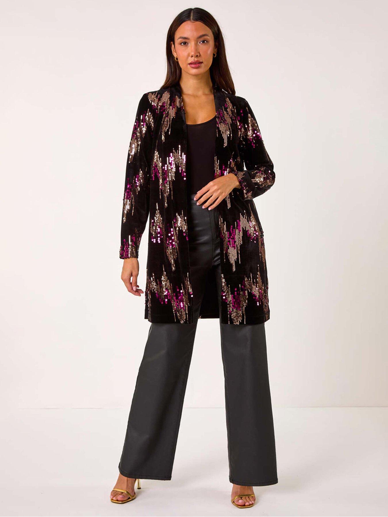 roman-sequin-velvet-longline-jacket-bronzefront