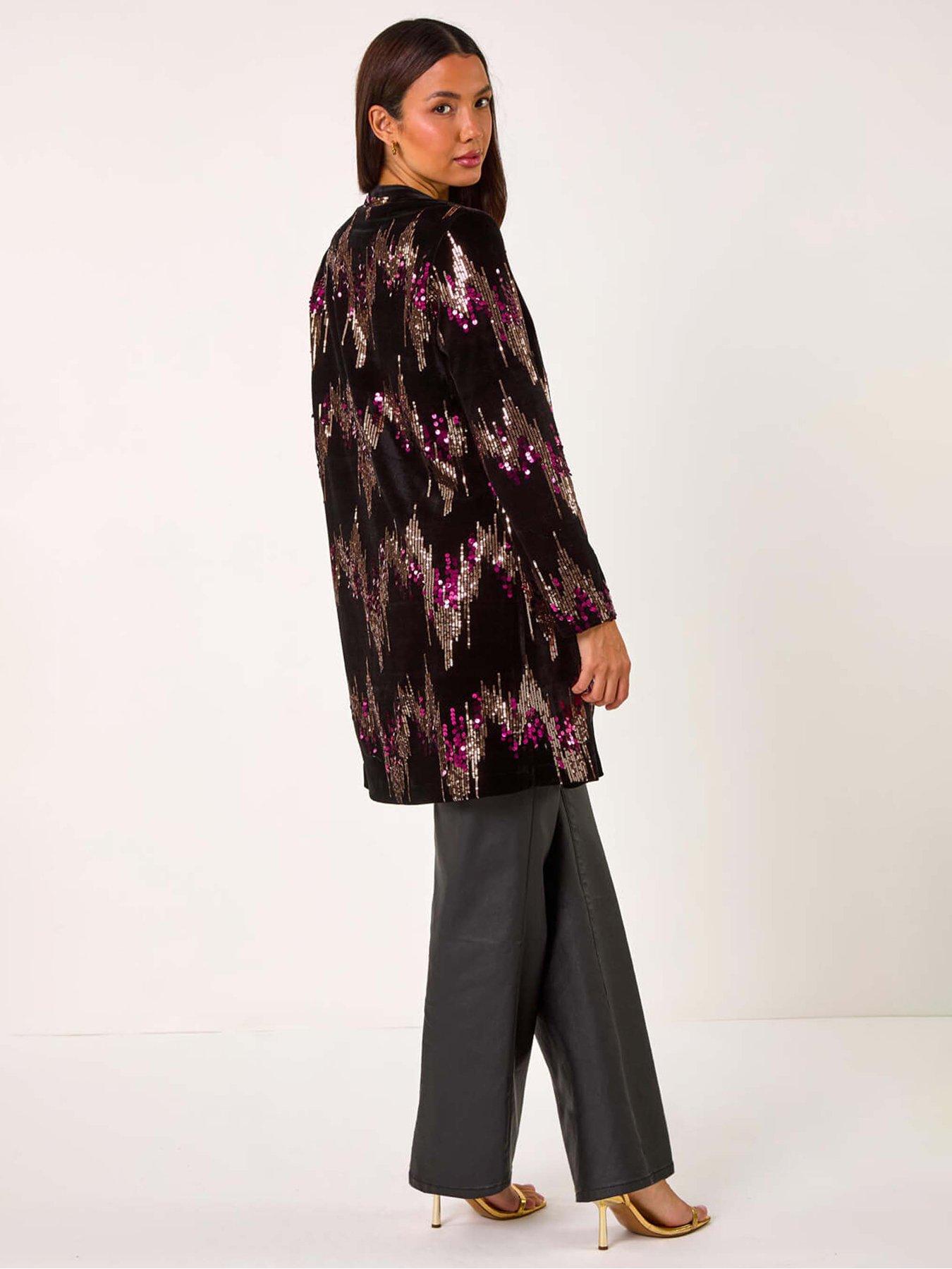 roman-sequin-velvet-longline-jacket-bronzestillFront