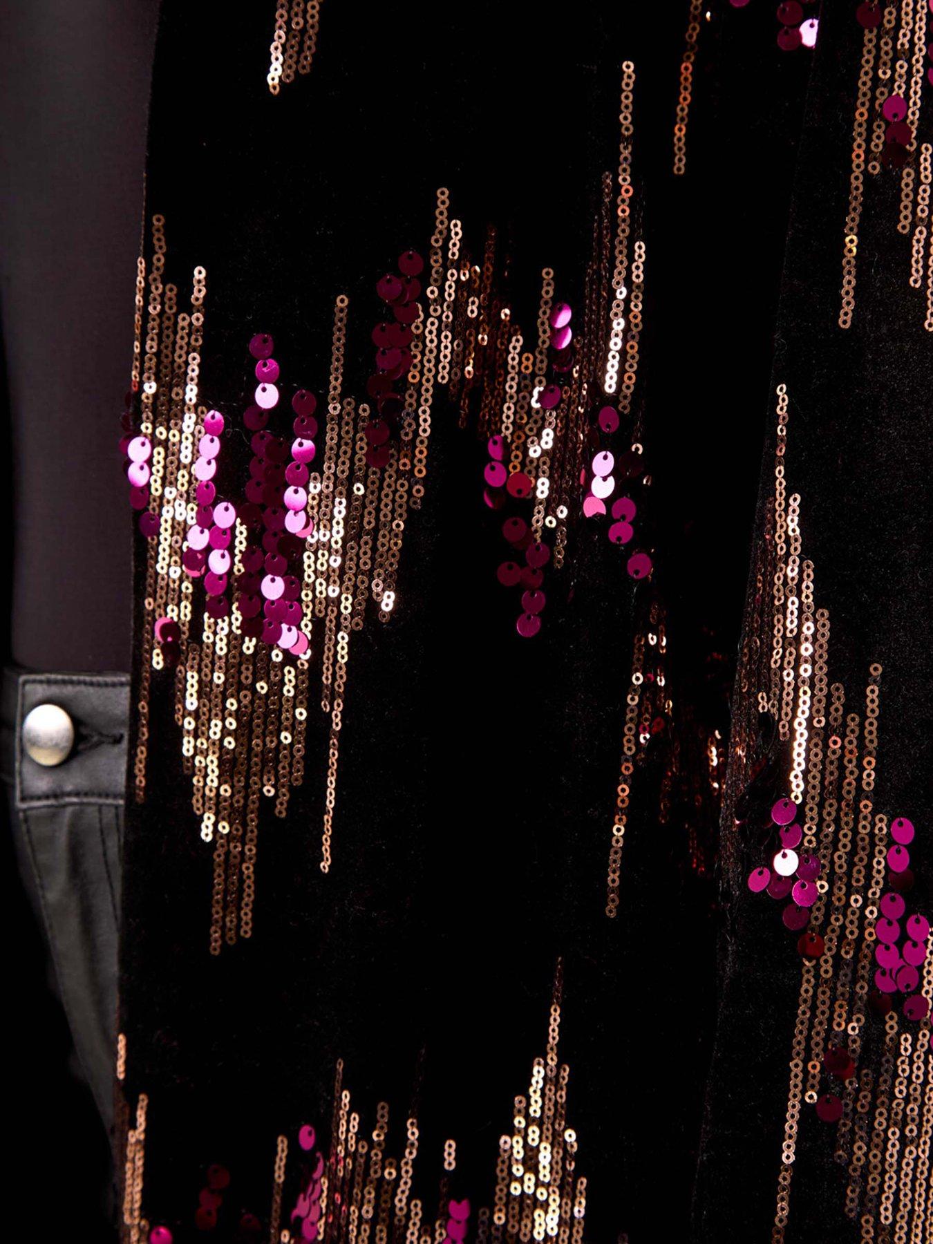 roman-sequin-velvet-longline-jacket-bronzedetail
