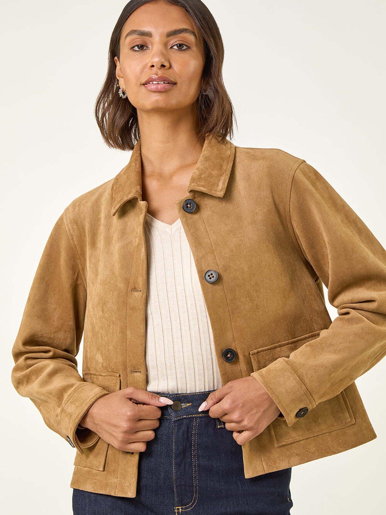 Image 1 of 5 of Roman Suedette Pocket Jacket - Stone