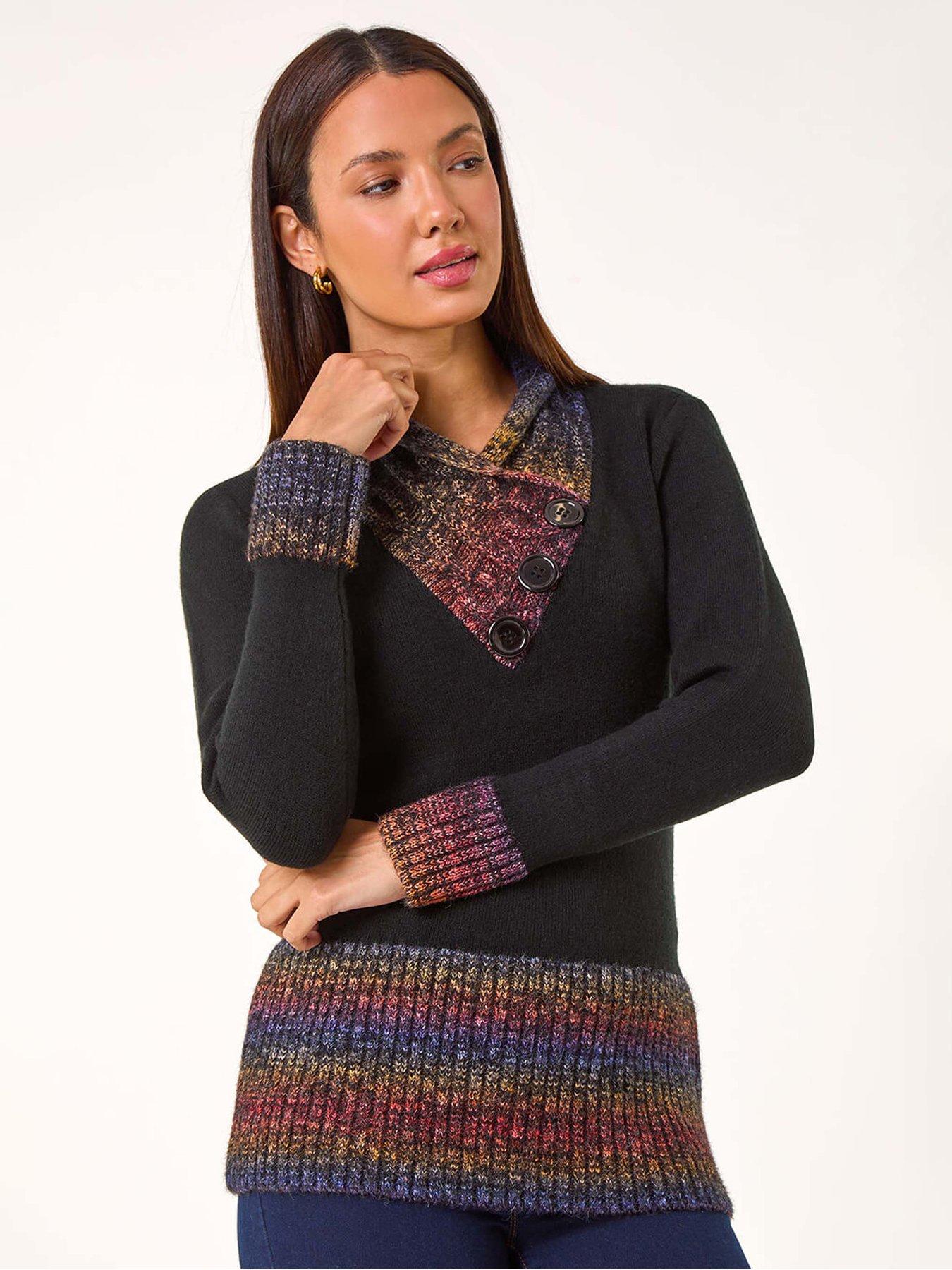 roman-colour-block-overlap-v-neck-jumper-red