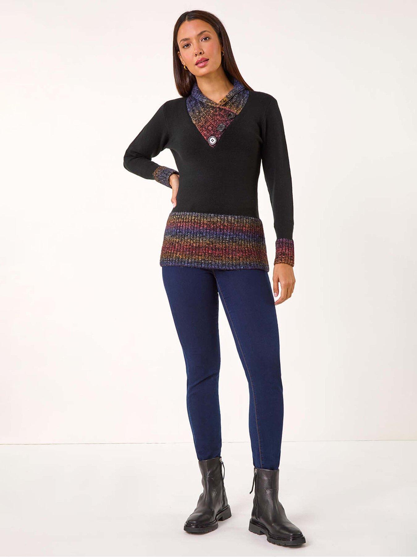 roman-colour-block-overlap-v-neck-jumper-redback