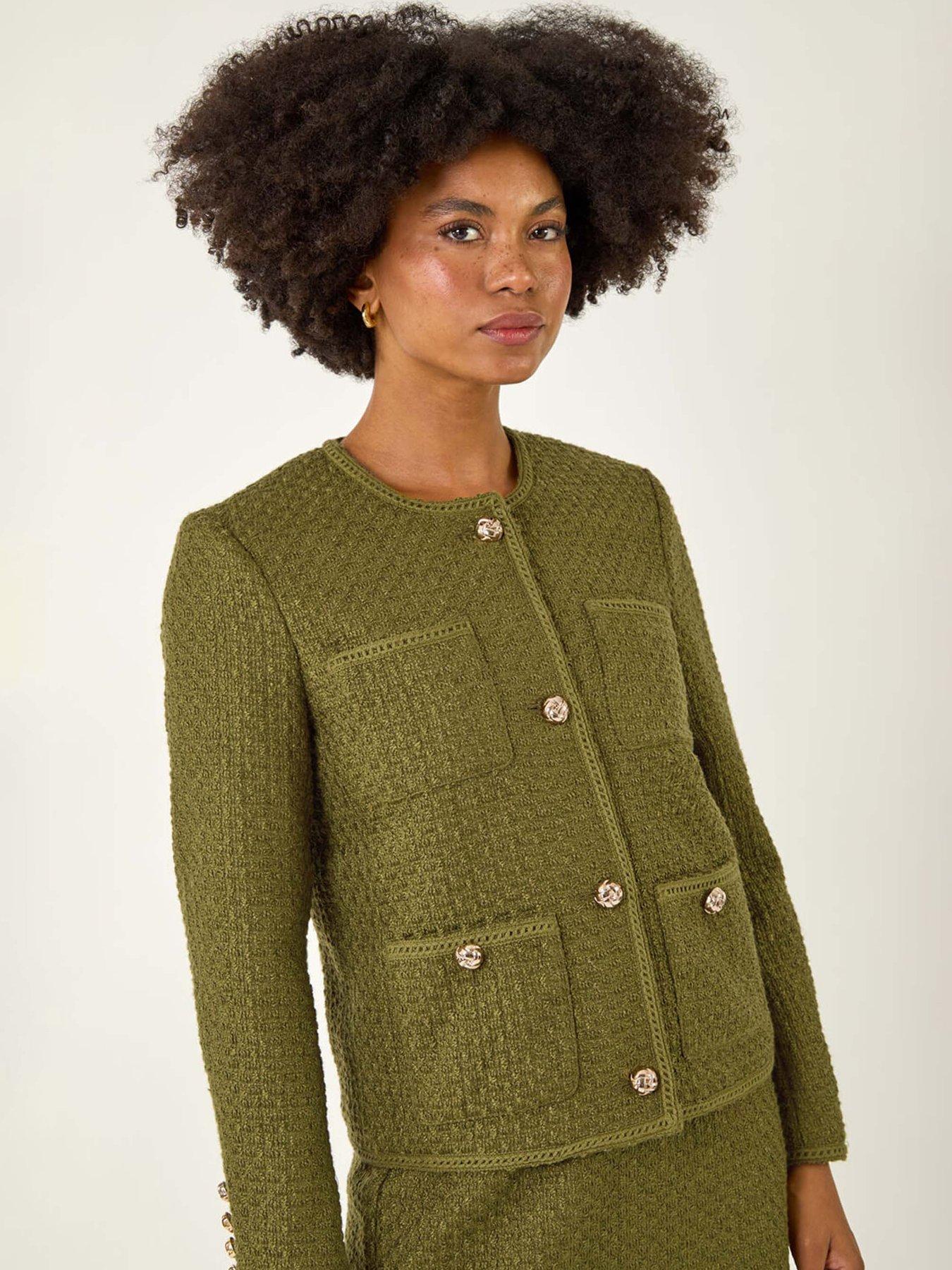 roman-collarless-boucle-button-jacket-oliveoutfit