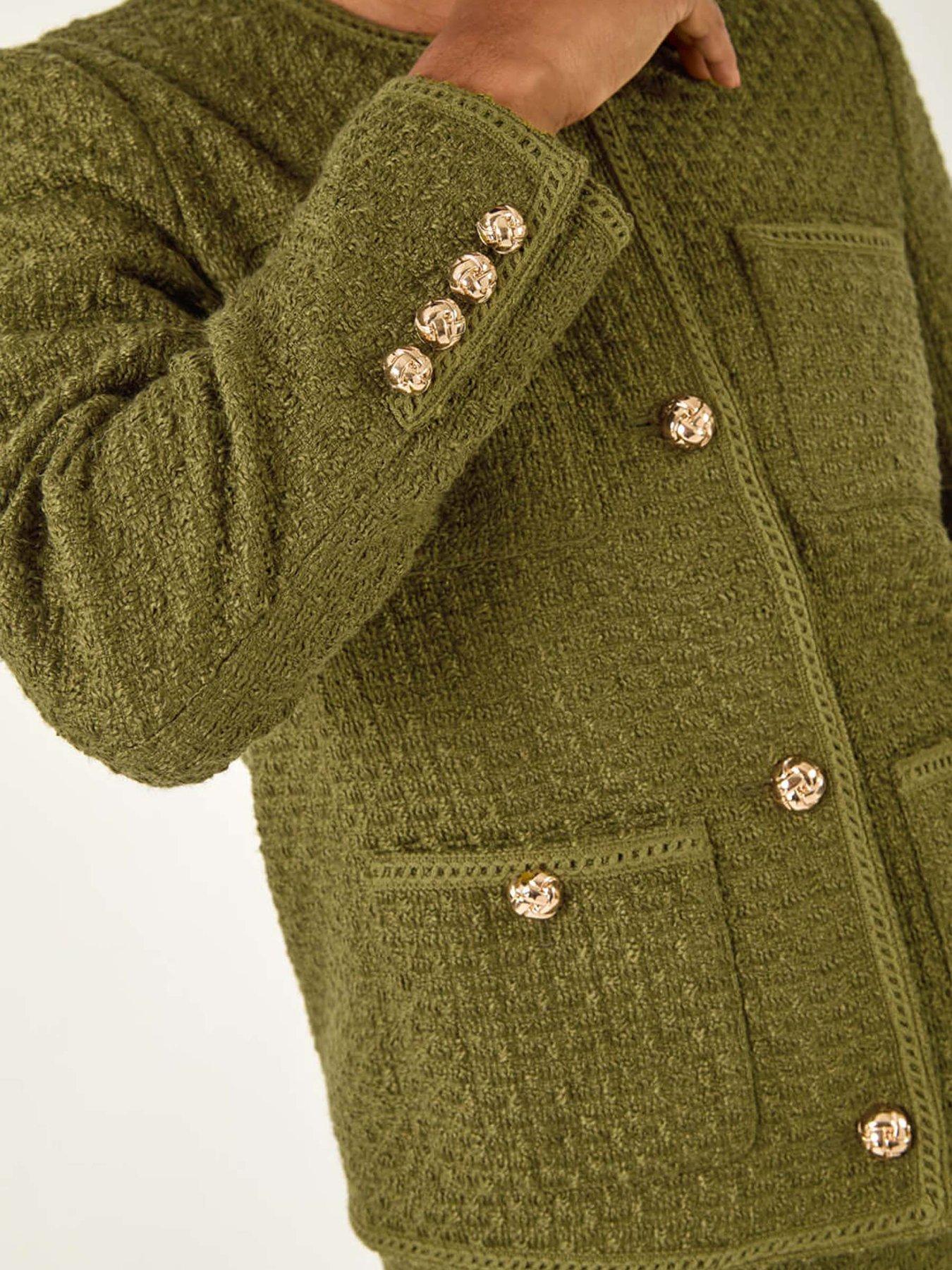 roman-collarless-boucle-button-jacket-olivedetail