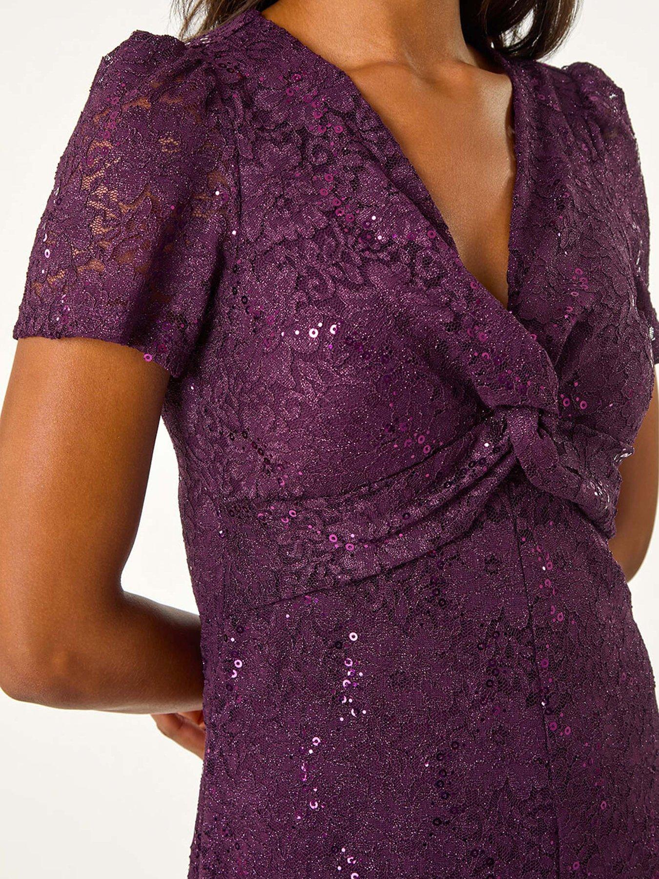 roman-sequin-lace-twist-front-midi-dress-purpledetail