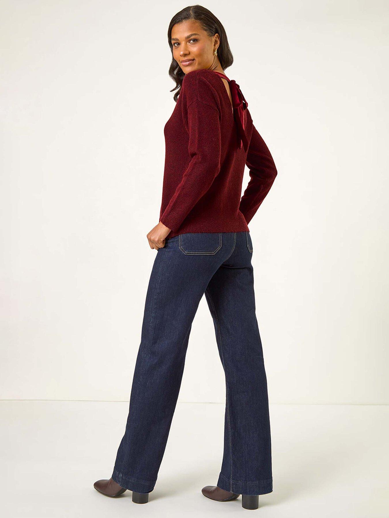 roman-ribbon-bow-tie-back-jumper-redstillFront