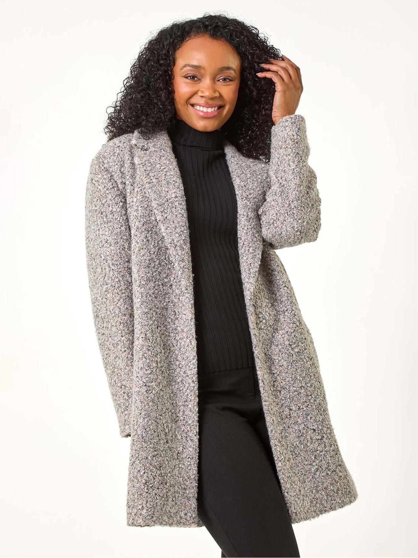 Roman Petite Textured Boucle Coat - Light Pink