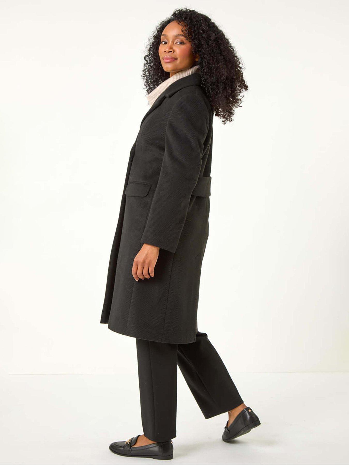 Image 2 of 5 of Roman Petite Double Breasted Coat - Black