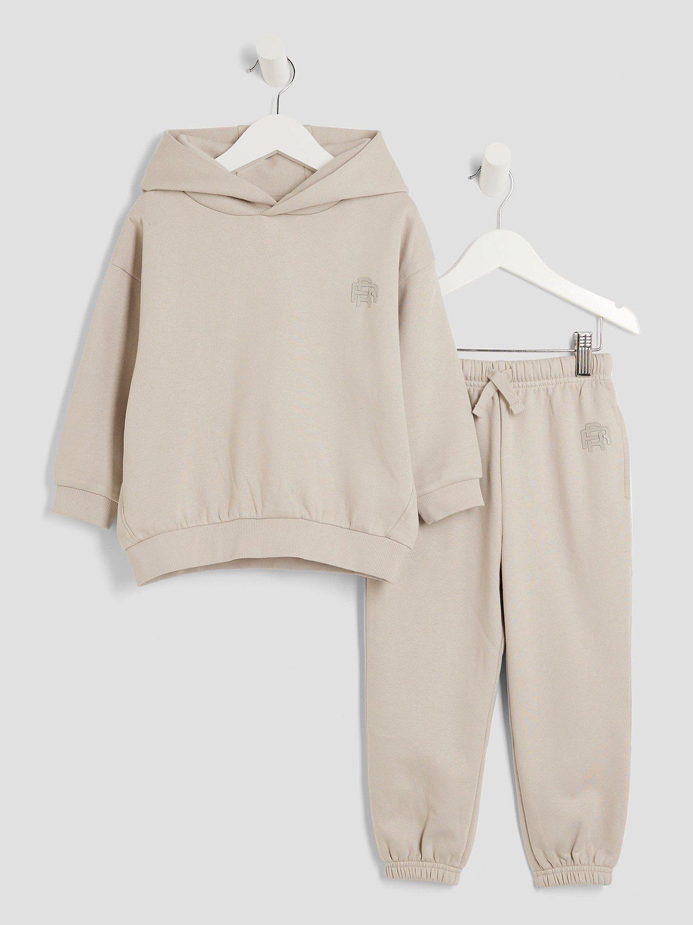 River Island Mini Boys RR Hoodie And Joggers Set - Beige