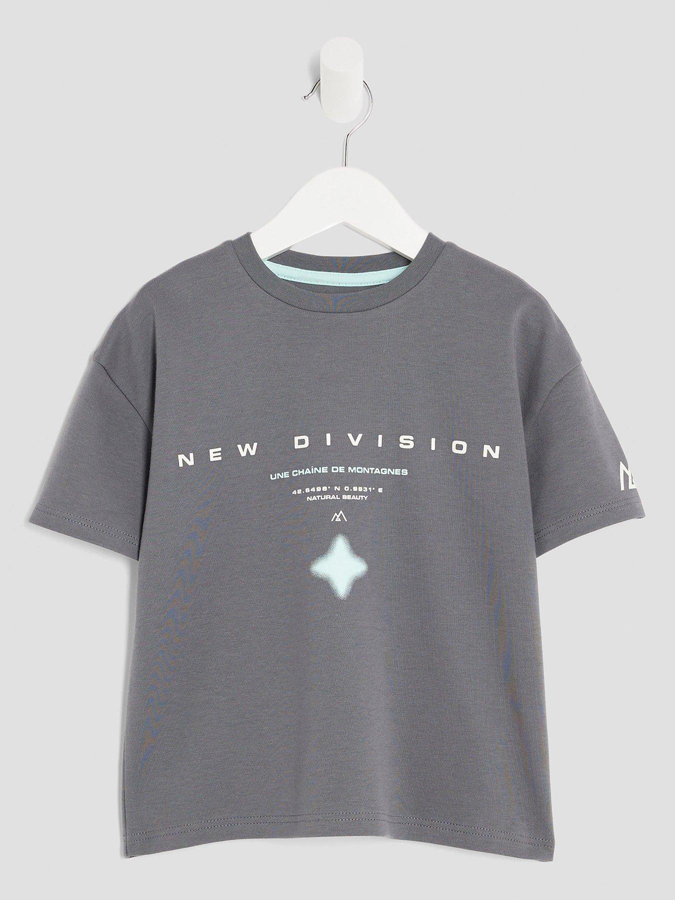 River Island Mini Boys New Division Glitch T-Shirt - Grey