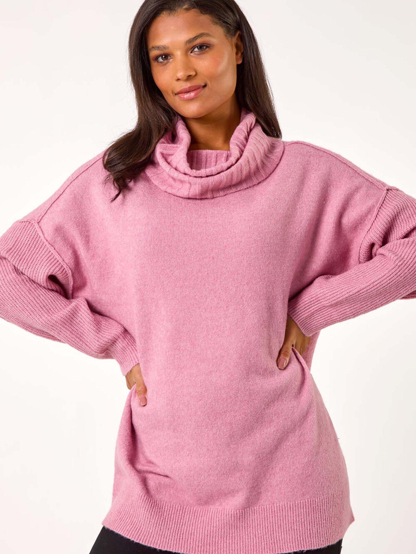 Roman Relaxed Roll Neck Jumper - Light Pink