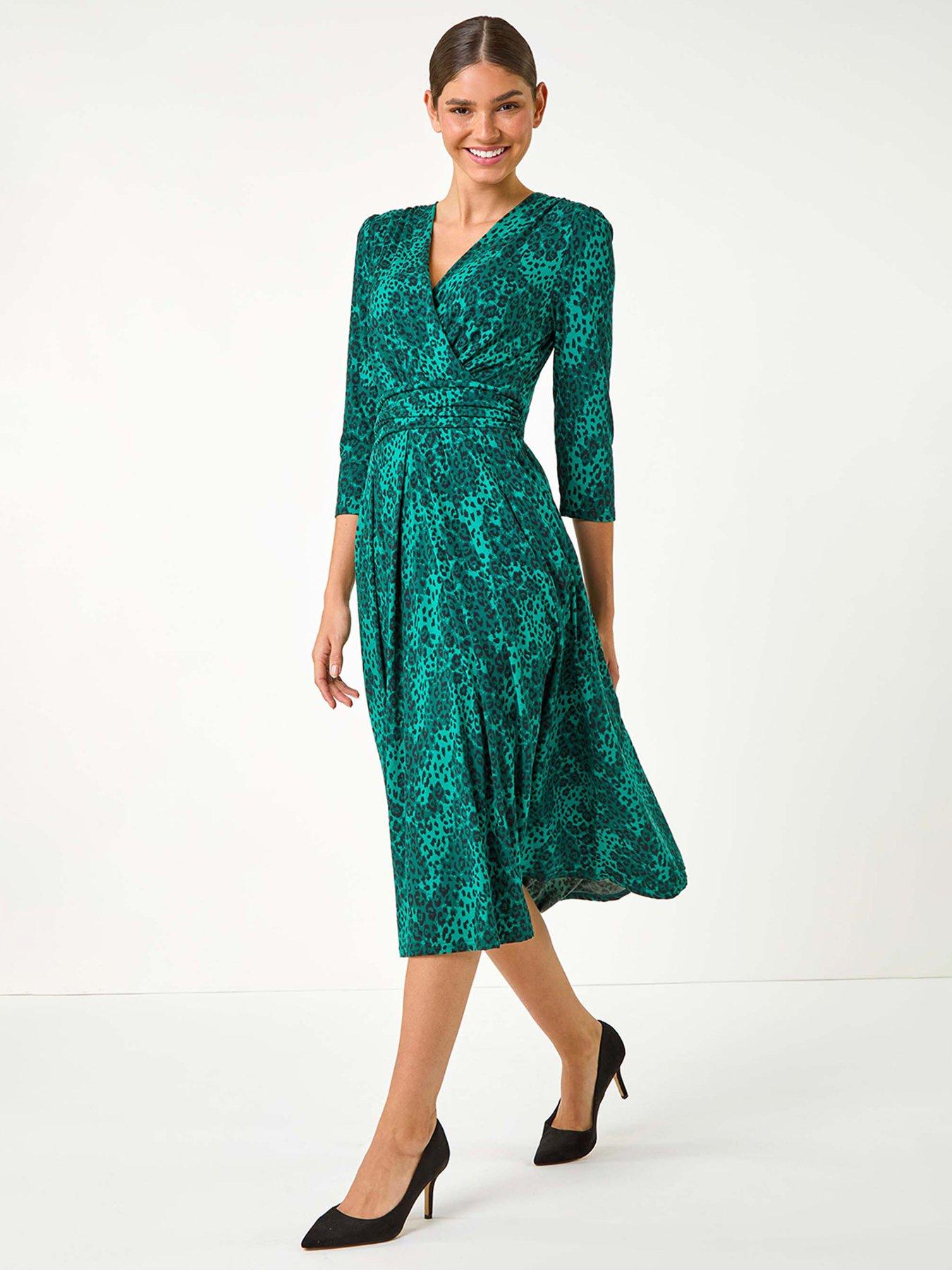 roman-animal-print-mock-wrap-midi-dress-greenfront