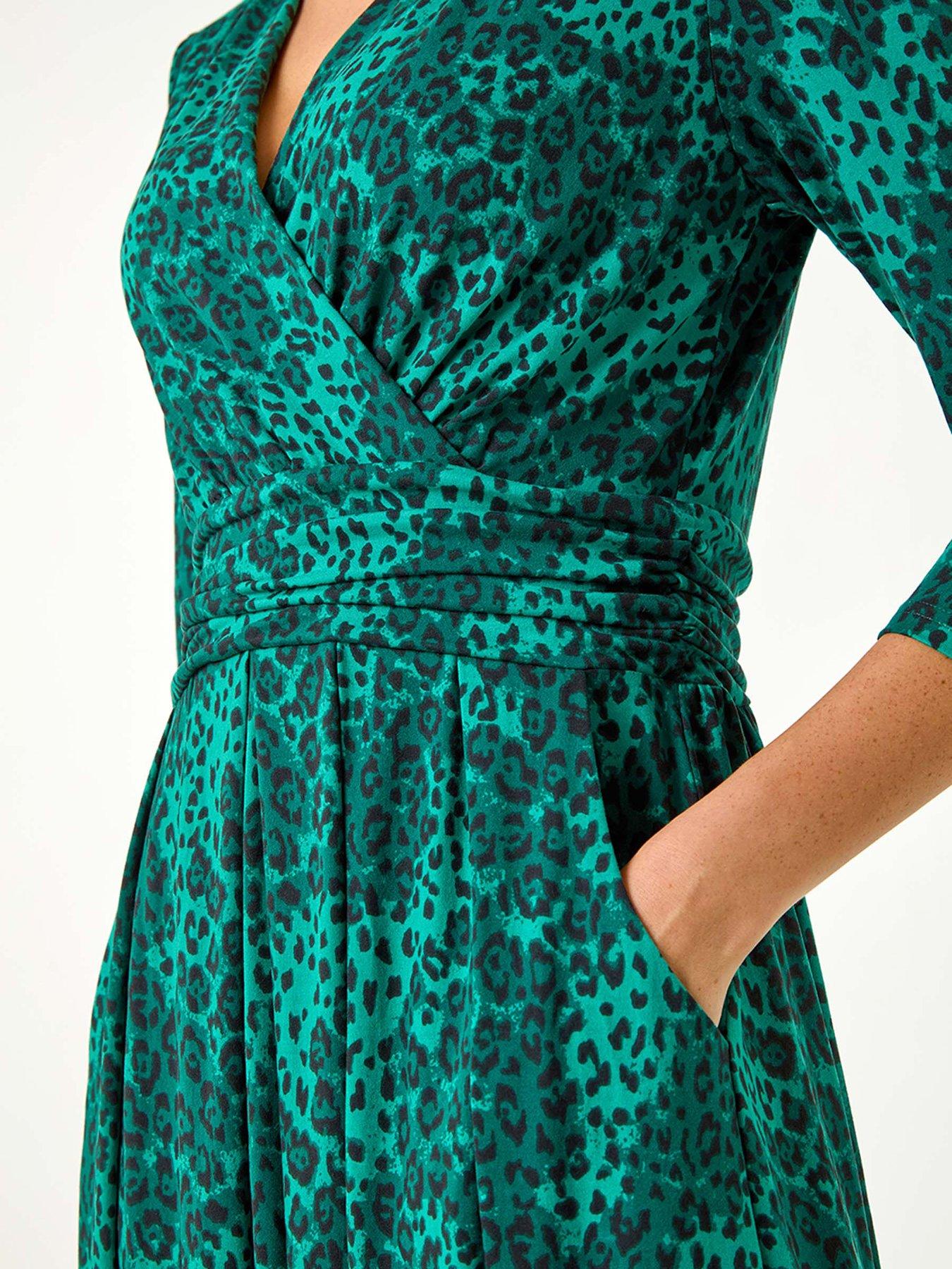 roman-animal-print-mock-wrap-midi-dress-greendetail